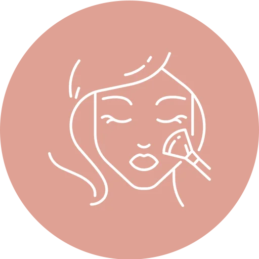 Icon eines Frauengesichts, dass mit einem Schminkpinsel geschminkt wird